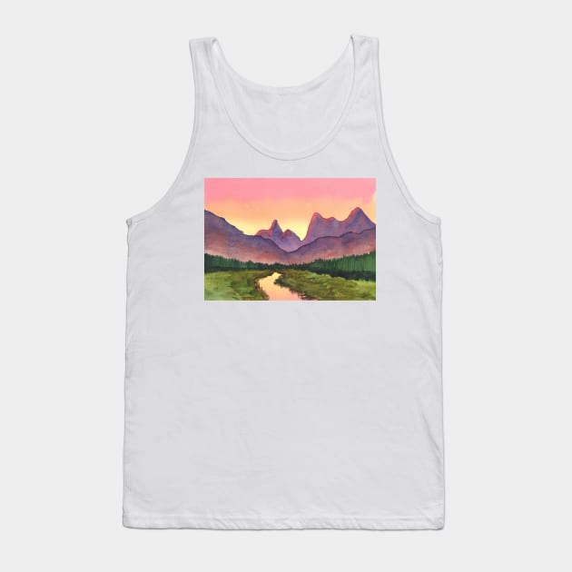 Stream in the Mountains (Evening) Tank Top by jamesknightsart